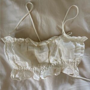 H&M Cream Ruffle Crop Cami Top